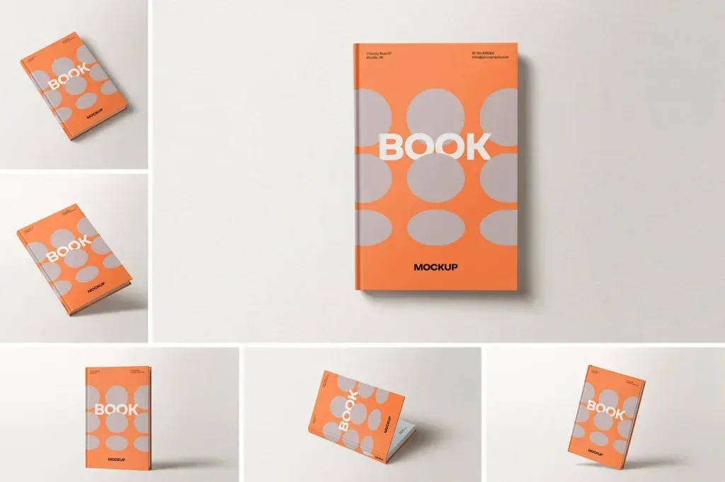 PSD Mockup Hardcover Book Cover Presentation Scene