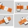 PSD Mockup Instagram Carousel Post, Smartphone mockup showing an orange and white Instagram carousel layout