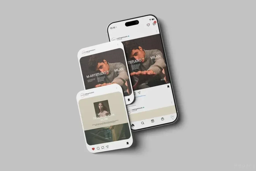 موك أب PSD إنستغرام لوسائل التواصل
