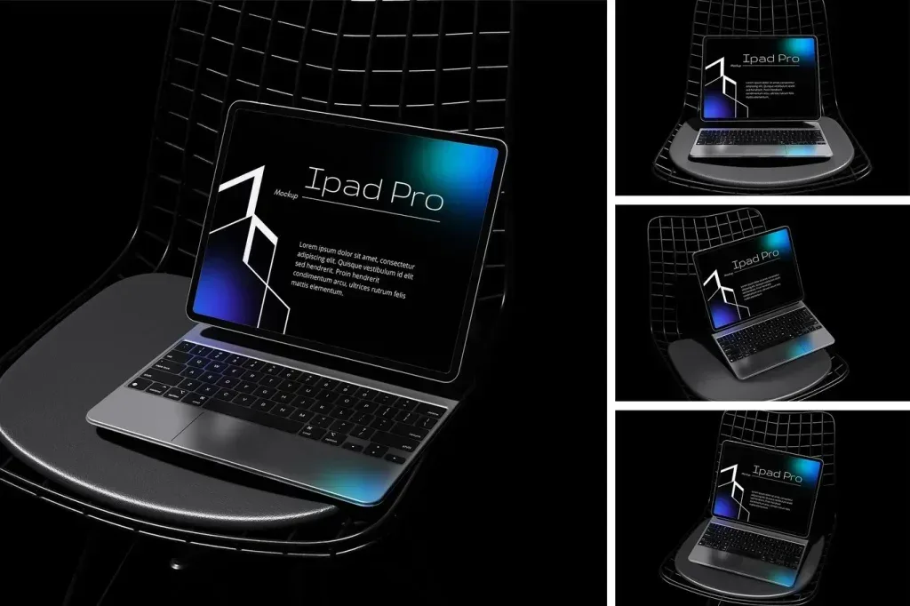 موکاپ PSD آیپد پرو با 4 نمای قابل ویرایش