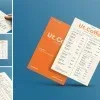 PSD Mockup Menu Presentation for Restaurant, Coffee menu mockup with orange cover and cream menu pages on a blue background