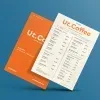 PSD Mockup Menu Presentation for Restaurant, Two angled coffee menu mockups on a blue background, one orange and one cream