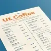 PSD Mockup Menu Presentation for Restaurant, Angled coffee and beverage menu sheet on a blue background