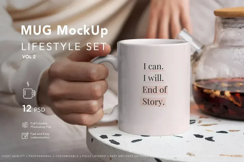 PSD Mockup Mug Lifestyle Set Vol 2 Vol2