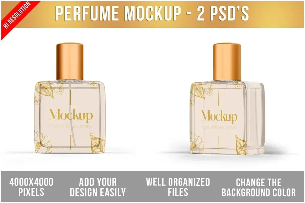 موکاپ PSD بطری عطر با اسمارت آبجکت