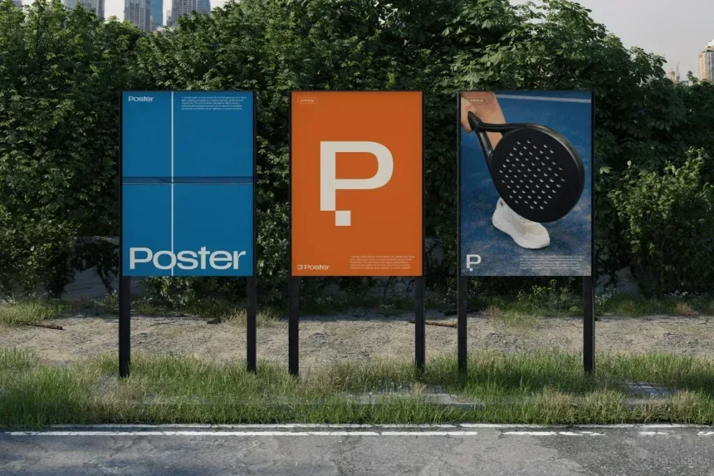 موکاپ PSD پوستر فضای باز واقعی
