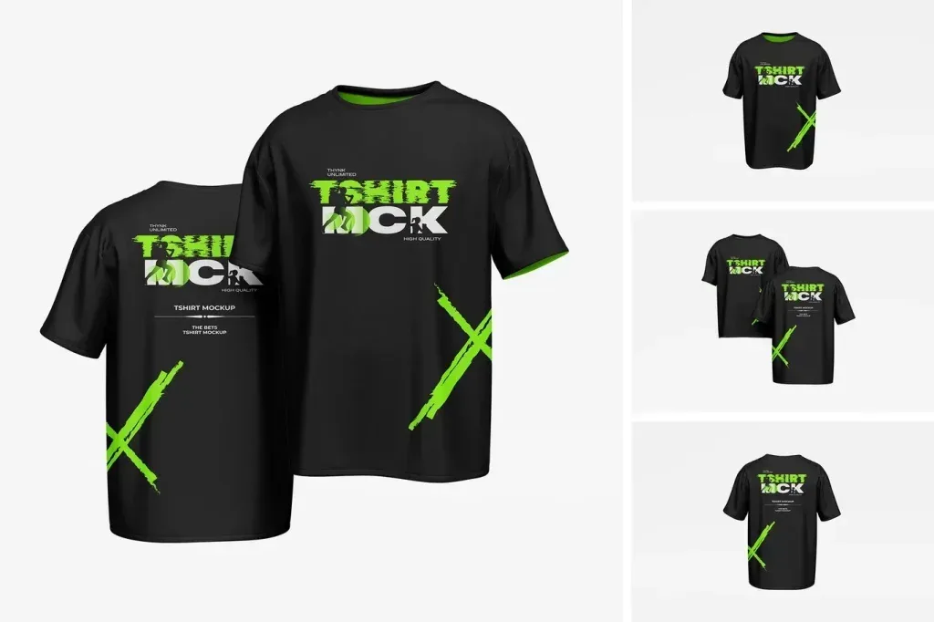 PSD Mockup Realistic T Shirt Set T-Shirt