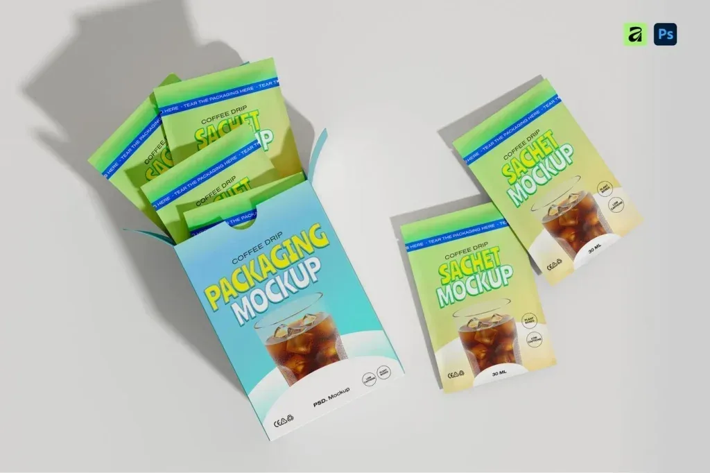 PSD Mockup Sachet Packaging Design
