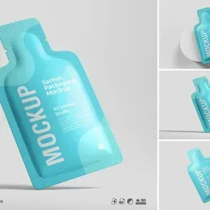 Sachet Packaging Set Sets Mockup PSD Sachet Packaging Set Sets Mockup PSD