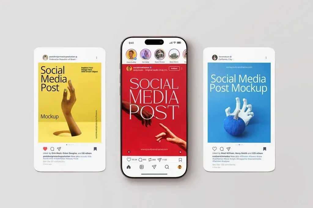 موك أب PSD لمنشور وسائل التواصل