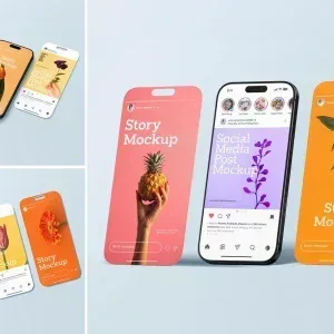 PSD Mockup Social Media Realistic Preview - main موك أب PSD وسائل التواصل الاجتماعي بمعاينة