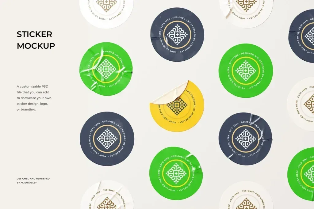 PSD Mockup Sticker Group
