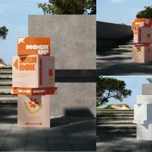 Wayfinding Signage Cube Scene Mockup PSD Wayfinding Signage Cube Scene Mockup PSD