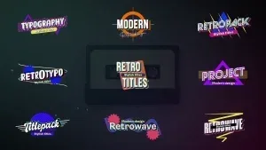 Retro Neon Glitch Titles Pack After Effects Template