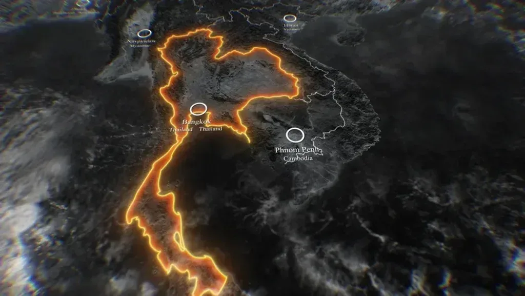 Video Footage Digital Map Thailand Neon Futuristic