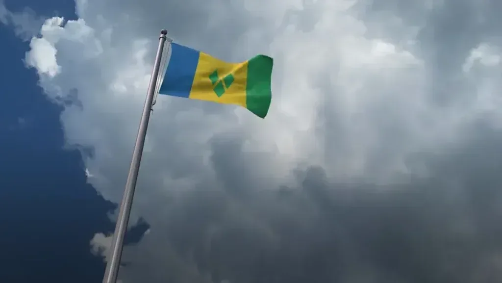Video Footage Saint Vincent Flag Waving Realistic