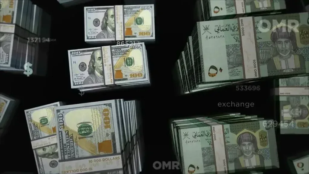 فوتیج لوپ تبادل دلار آمریکا و ریال عمانی
