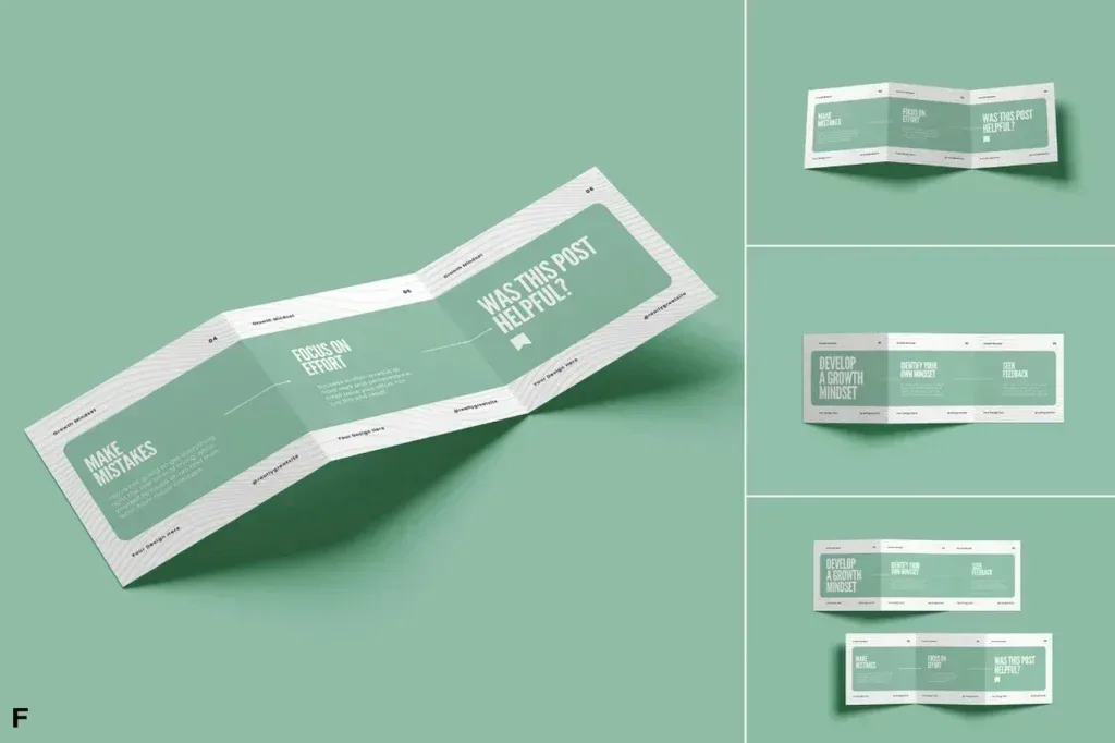 PSD Mockup Square Trifold Brochure Design