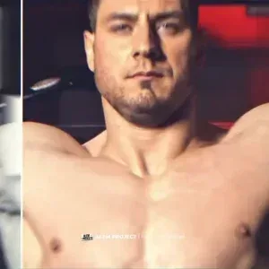 After Effects Project Action Trailer Intro featuring muscular man exercising After Effects Project Action Trailer Intro, Muscular man exercising in gym with intense focus