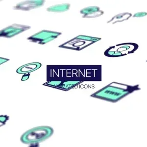 After Effects Project Internet Animated Icons Pack with Line Style Design After Effects Project Internet Animated Icons, Set of simple line style internet icons with green and blue colors