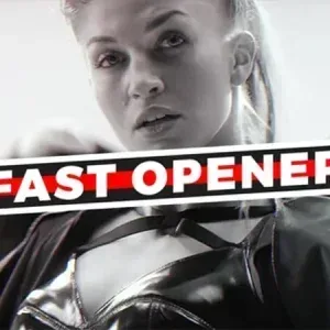 After Effects Project Energy Promo Intro with Fast Opener Text After Effects Project Energy Promo Intro, Close-up of a woman in black leather outfit with fast opener text overlay