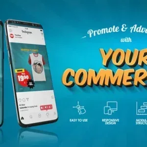 After Effects Project Commercial Video Your, Two smartphones displaying a t-shirt advertisement with promotional text on…