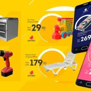 After Effects Project Sale Promo Video Promotional with Various Product Images After Effects Project Sale Promo Video Promotional, Promotional sale items including gas oven, toy train, cordless drill…