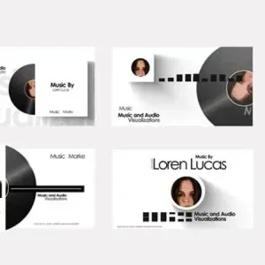 After Effects Project Vinyl Audio Visualizer 0.7 Video with music layouts After Effects Project Vinyl Audio Visualizer, Vinyl record audio visualizer layouts with music artist photos and text