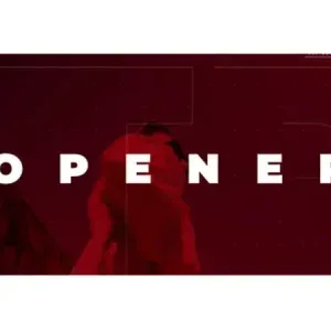 After Effects Project Abstract Influencer Opener After Effects Project Abstract Influencer Opener, Bold white letters spelling OPENER on dark red abstract background