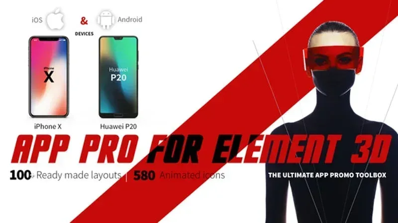 پروژه افتر افکت کیت تبلیغاتی اپلیکیشن Element3D برای