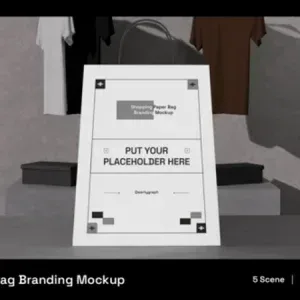 After Effects Project Shopping Paper Bag, Shopping paper bag mockup with placeholder text in a modern retail setting