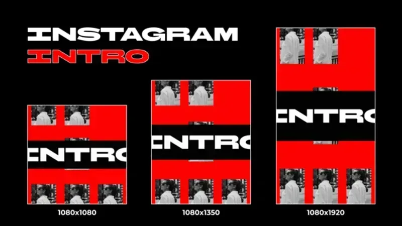 After Effects Project Instagram Intro Video, Instagram intro video template with red and black design and photo placeholders