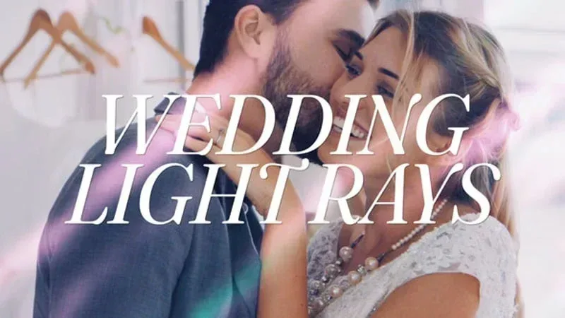 After Effects Project Wedding Light Rays, Couple embracing with soft light rays effect