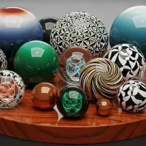 Rotating 3D Geometric Spheres on Wooden Stock Footage Rotating 3D Geometric Spheres on Wooden Stock Footage