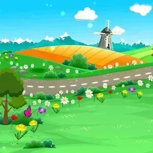 Cartoon Spring Countryside Landscape Stock Footage Cartoon Spring Countryside Landscape Stock Footage