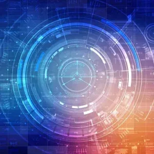 Futuristic HUD with Rotating Data Rings Stock Footage Futuristic HUD with Rotating Data Rings Stock Footage