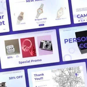 After Effects Project Product Promo Video, Digital product promo video slides showing tablet, watches, headphones, camera…