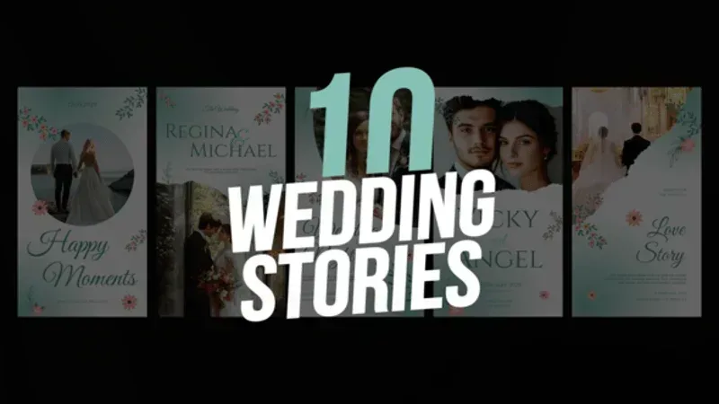 After Effects Project Wedding Stories Elegant, Elegant wedding slideshow templates with floral designs and couple photos
