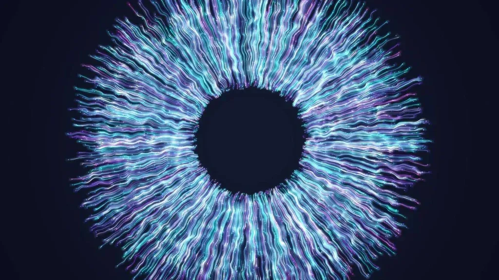 Video Footage Neon Energy Tunnel Ring Circular of wavy