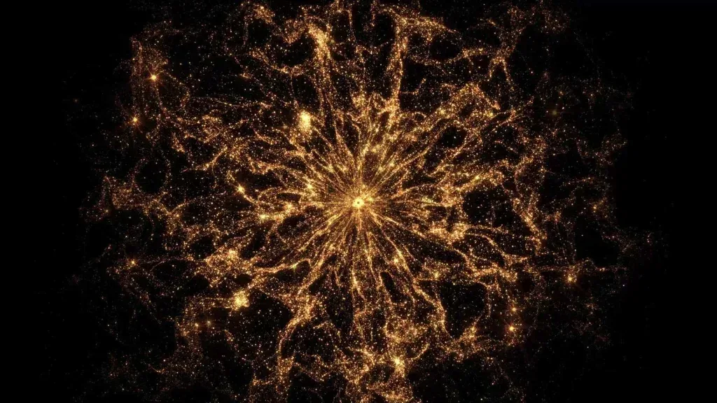 Video Footage Golden Particle Burst Center Expansion