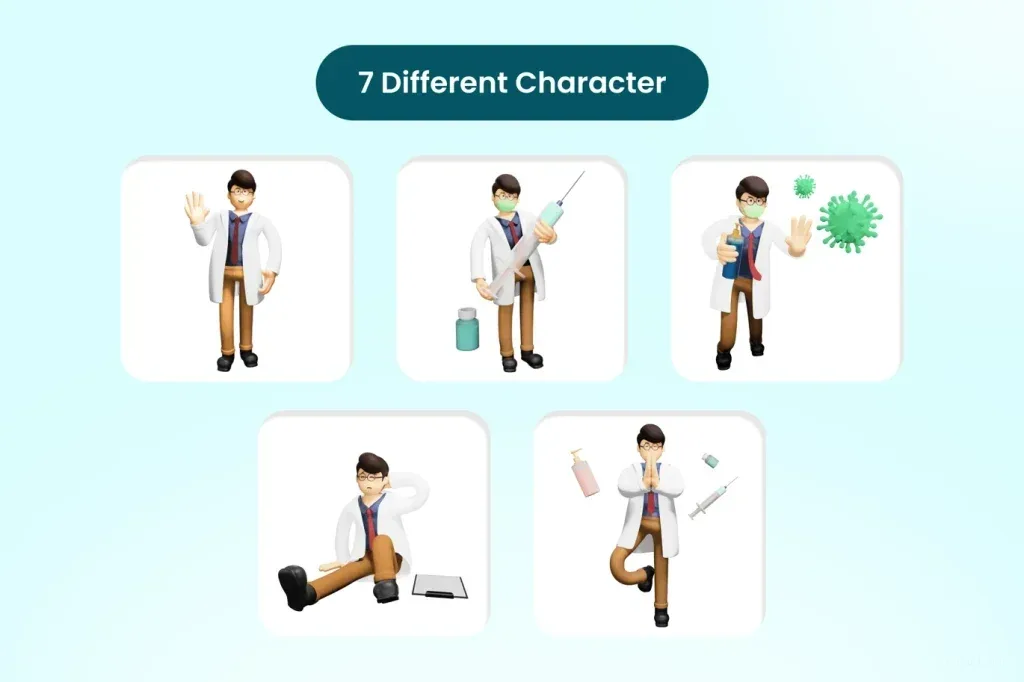 3D Doctor Character Graphic Elements