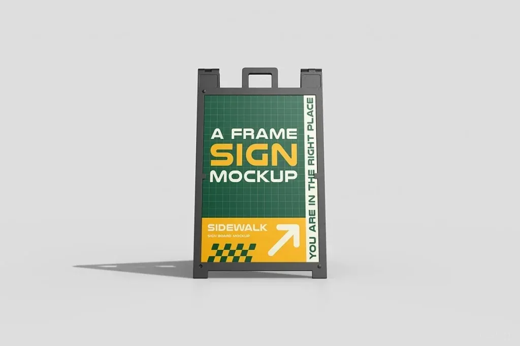 A-frame sidewalk signboard Photoshop Mockup