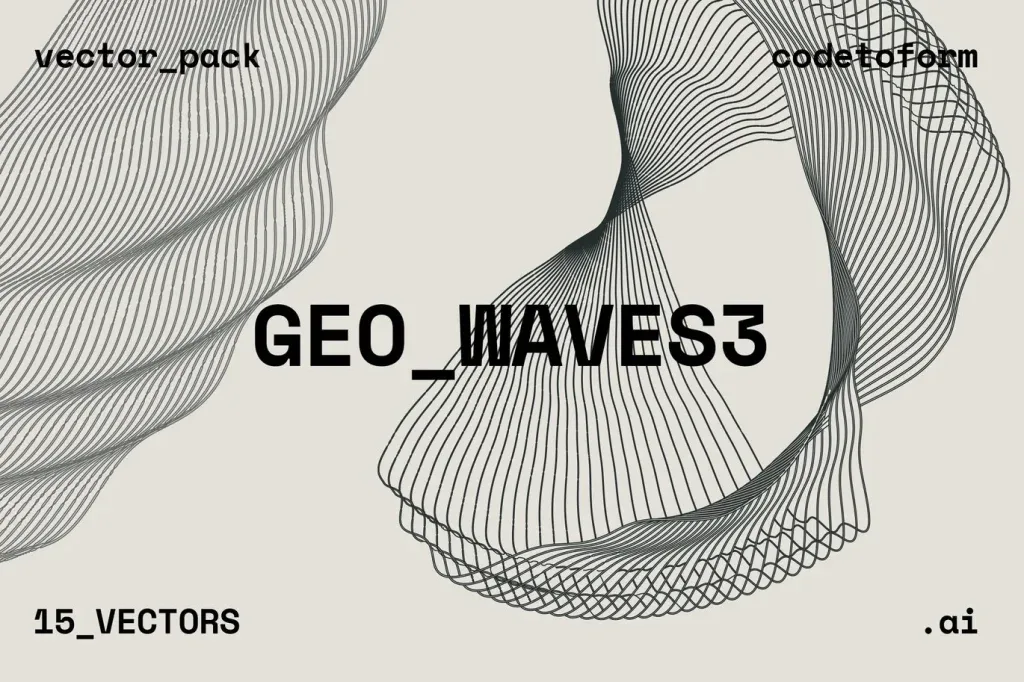 Graphic Asset Abstract, Abstract geometric wave lines forming fluid shapes on light background