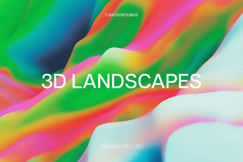 Graphic Asset Abstract, Colorful abstract 3D landscape with smooth gradients