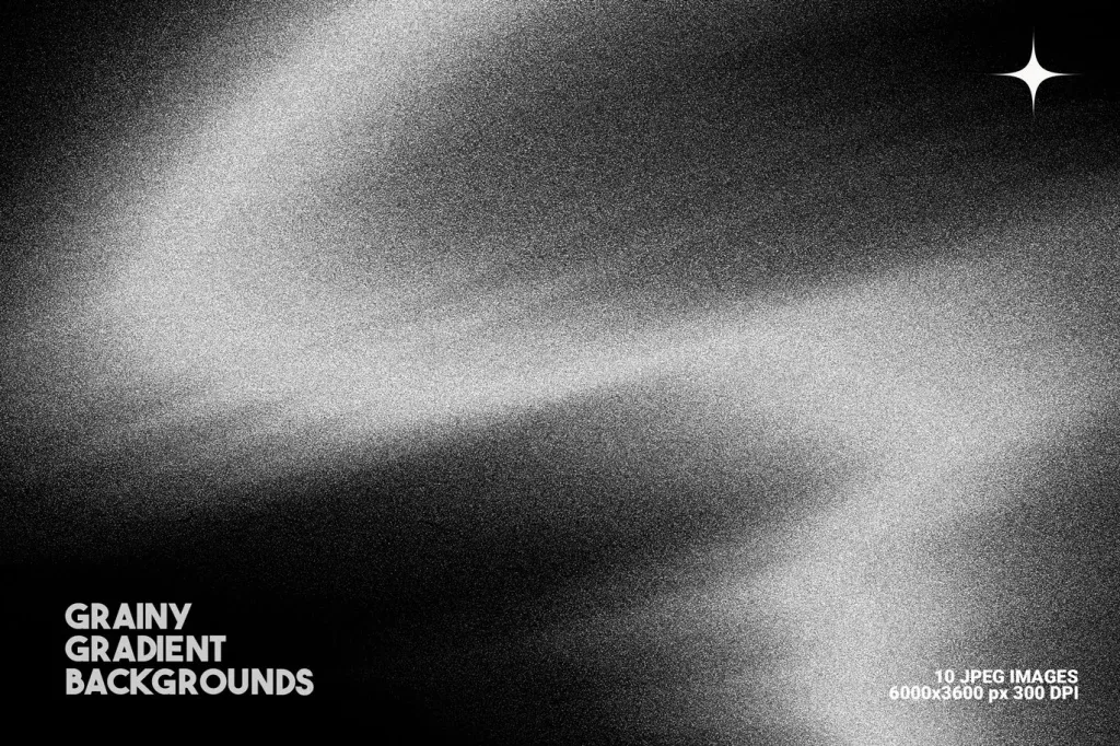Graphic Asset Grainy, Black and white grainy gradient background with soft textured light areas