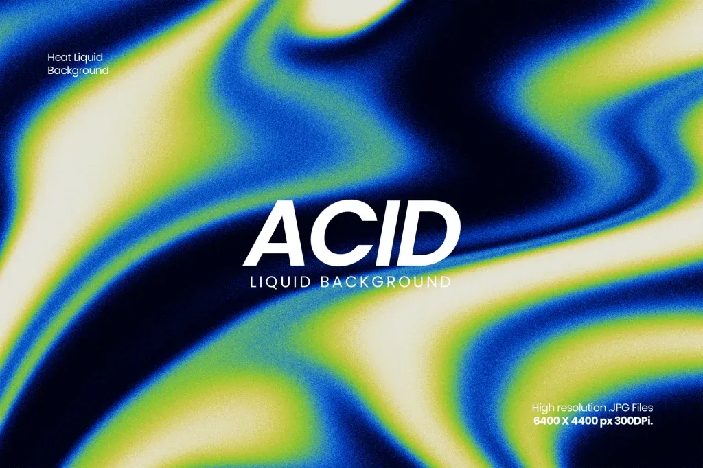 Graphic Asset Acid, Abstract acid liquid background with grainy texture in blue, green, and cream colors