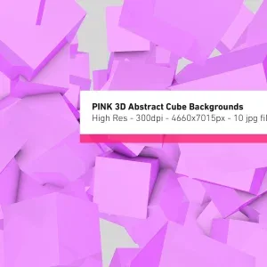 Pink 3D Abstract Cubes Backgrounds with Geometric Pattern Graphic Asset Pink, Pink 3D abstract cubes clustered on a light background