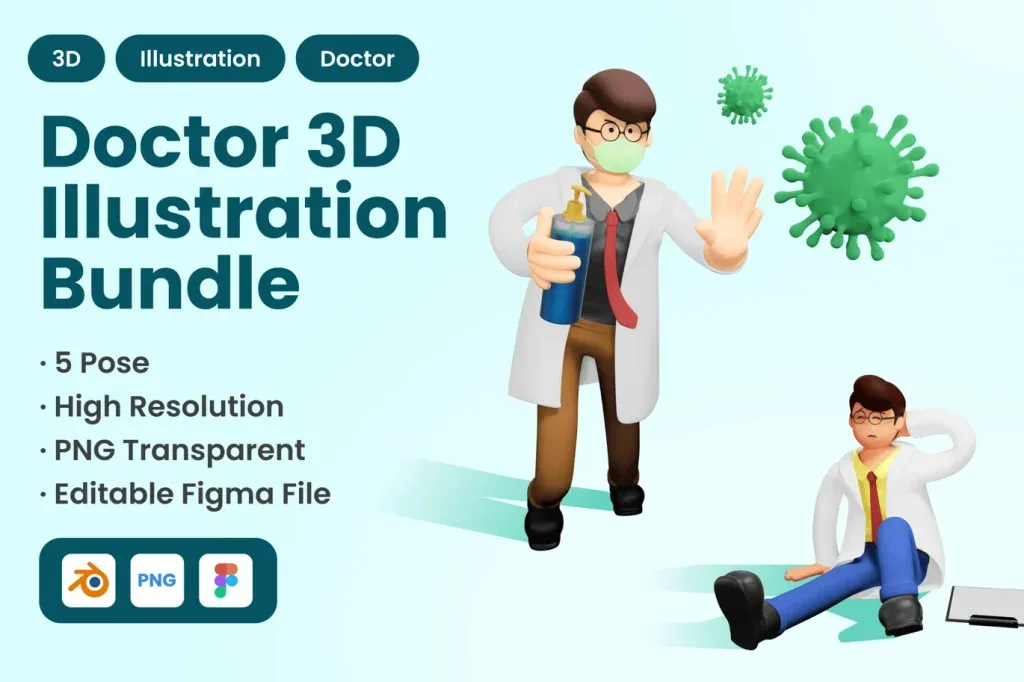3D Doctor Character Graphic Elements