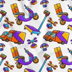 Courier Kawaii Doodle Seamless Pattern Courier Kawaii Doodle Seamless Pattern