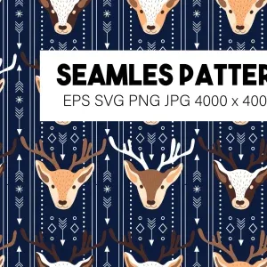 Blue Christmas Reindeer Pattern Blue Christmas Reindeer Pattern